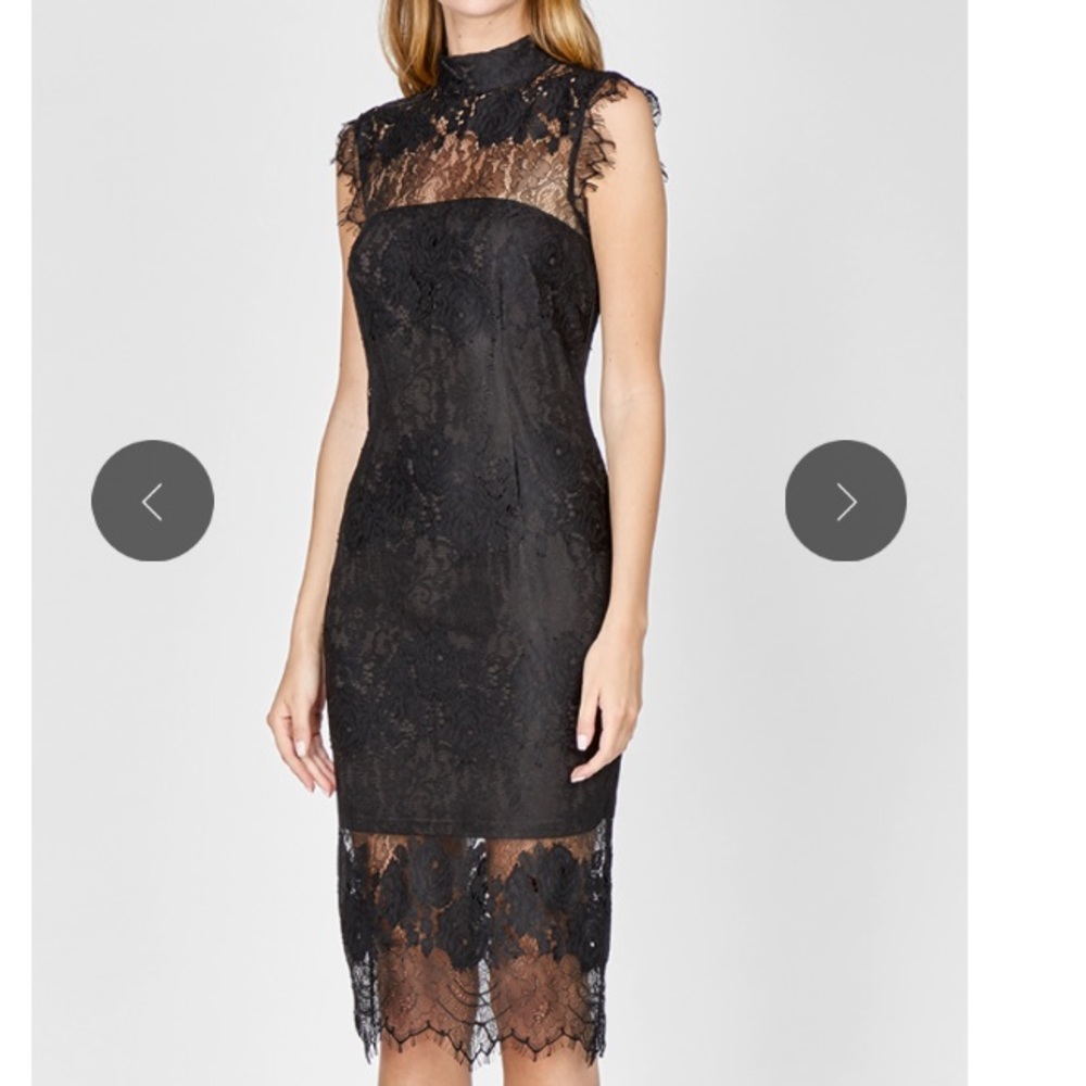 Adelyn Rae Turtleneck Lace Dress